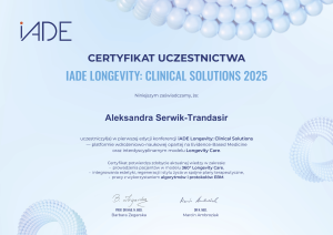 Certyfikat uczestnictwa_ IADE LONGEVITY_ CLINICAL SOLUTIONS 2025